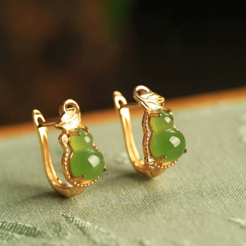 Boucles d'Oreilles Jade – Délice, Argent Plaqué Or