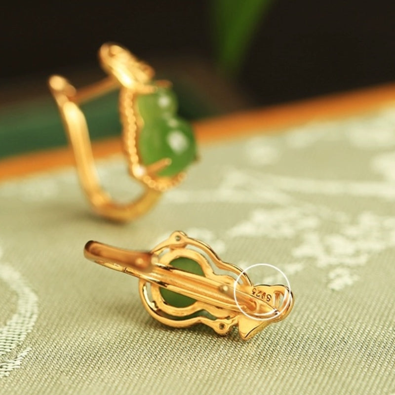 Boucles d'Oreilles Jade – Délice, Argent Plaqué Or