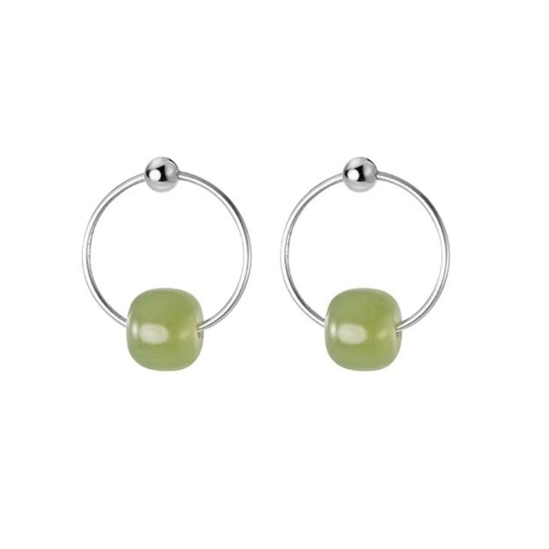 Boucles d'Oreilles Jade – Élégance Naturelle, Argent 925
