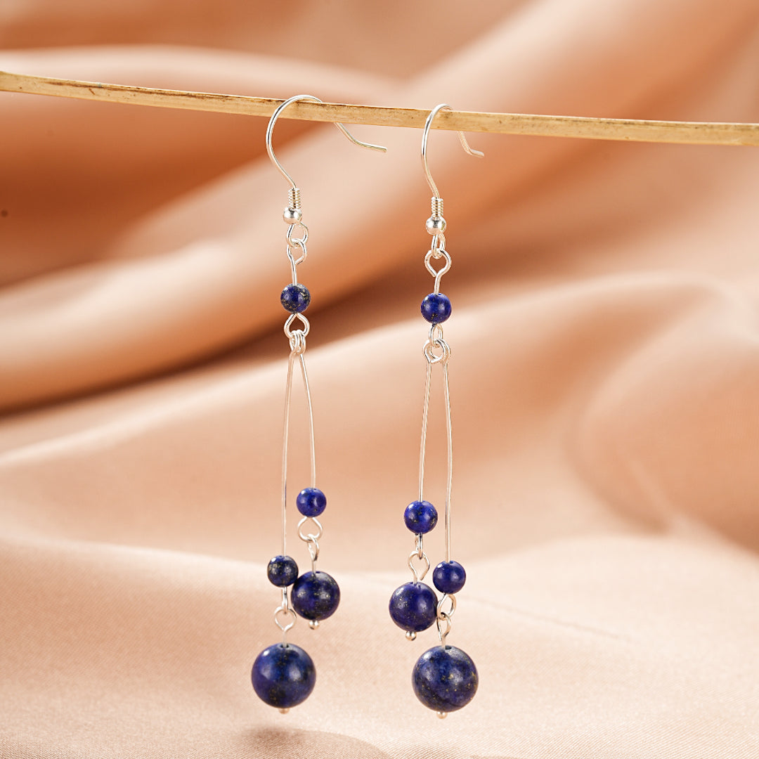 Lapis Lazuli Earrings – Cosmic Dance, Silver