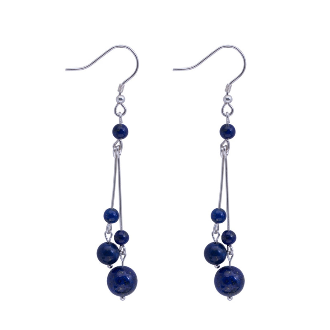 Lapis Lazuli Earrings – Cosmic Dance, Silver