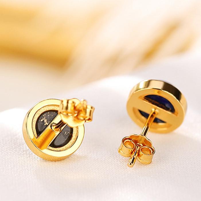 Boucles d'Oreilles Lapis Lazuli – Énergie, Argent Plaqué Or