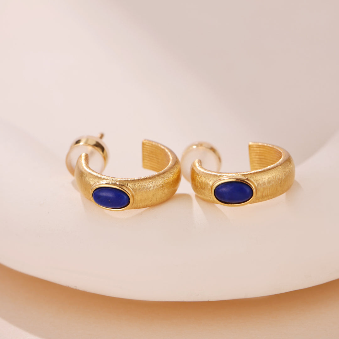 Boucles d'Oreilles Lapis Lazuli – Secrets d'Étoile, Argent Plaqué Or