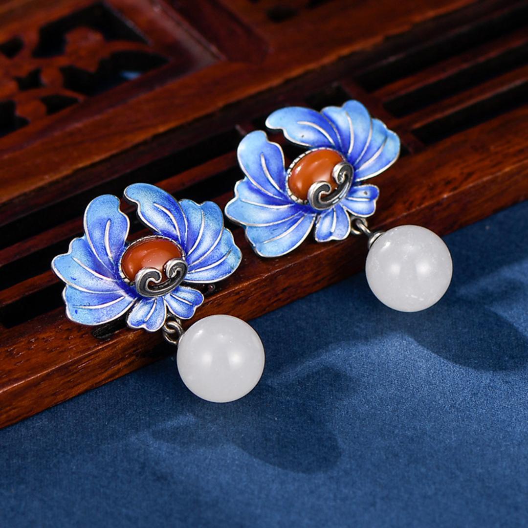 Boucles d'Oreilles Lotus – Beauté de Vintage, Argent 925