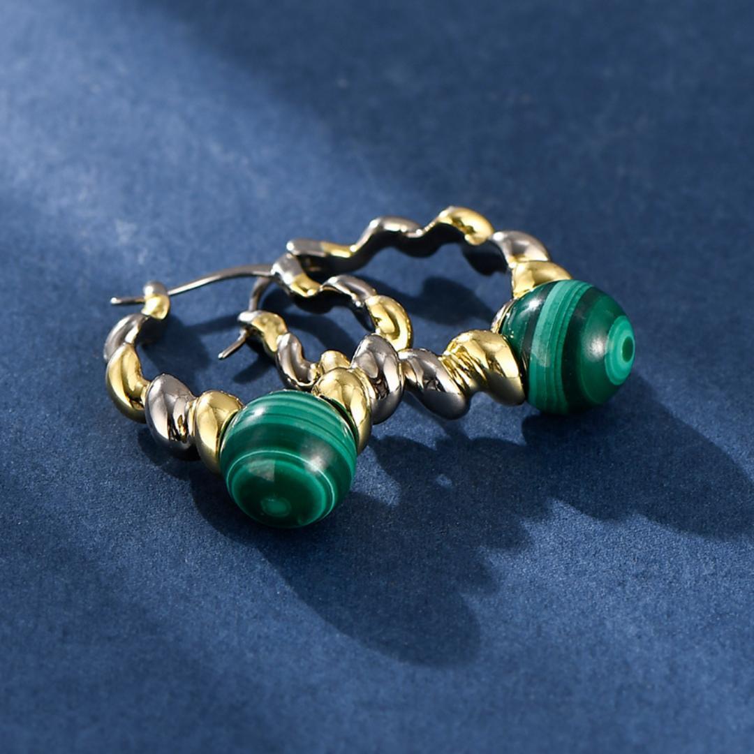 Boucles d'Oreilles Malachite – Évolution, Argent 925