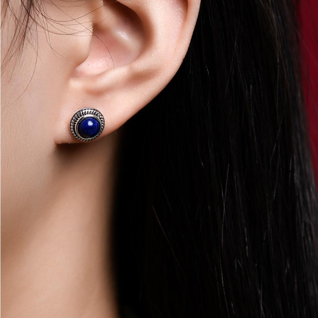 Boucles d'Oreilles Malachite ou Lapis Lazuli – Croissance, Argent 925