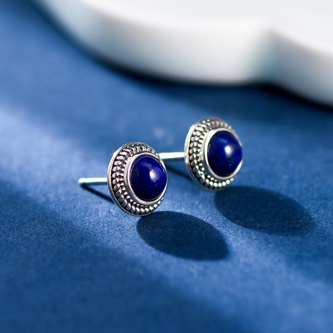 Boucles d'Oreilles Malachite ou Lapis Lazuli – Croissance, Argent 925