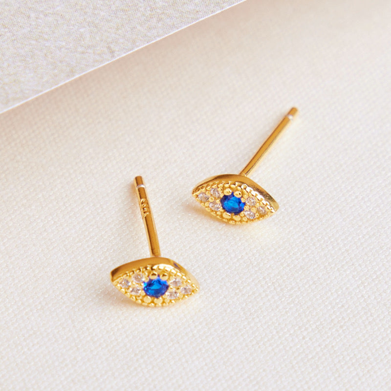Boucles d'Oreilles Mauvais Œil – Pureté Mystique, Argent Plaqué Or - 5