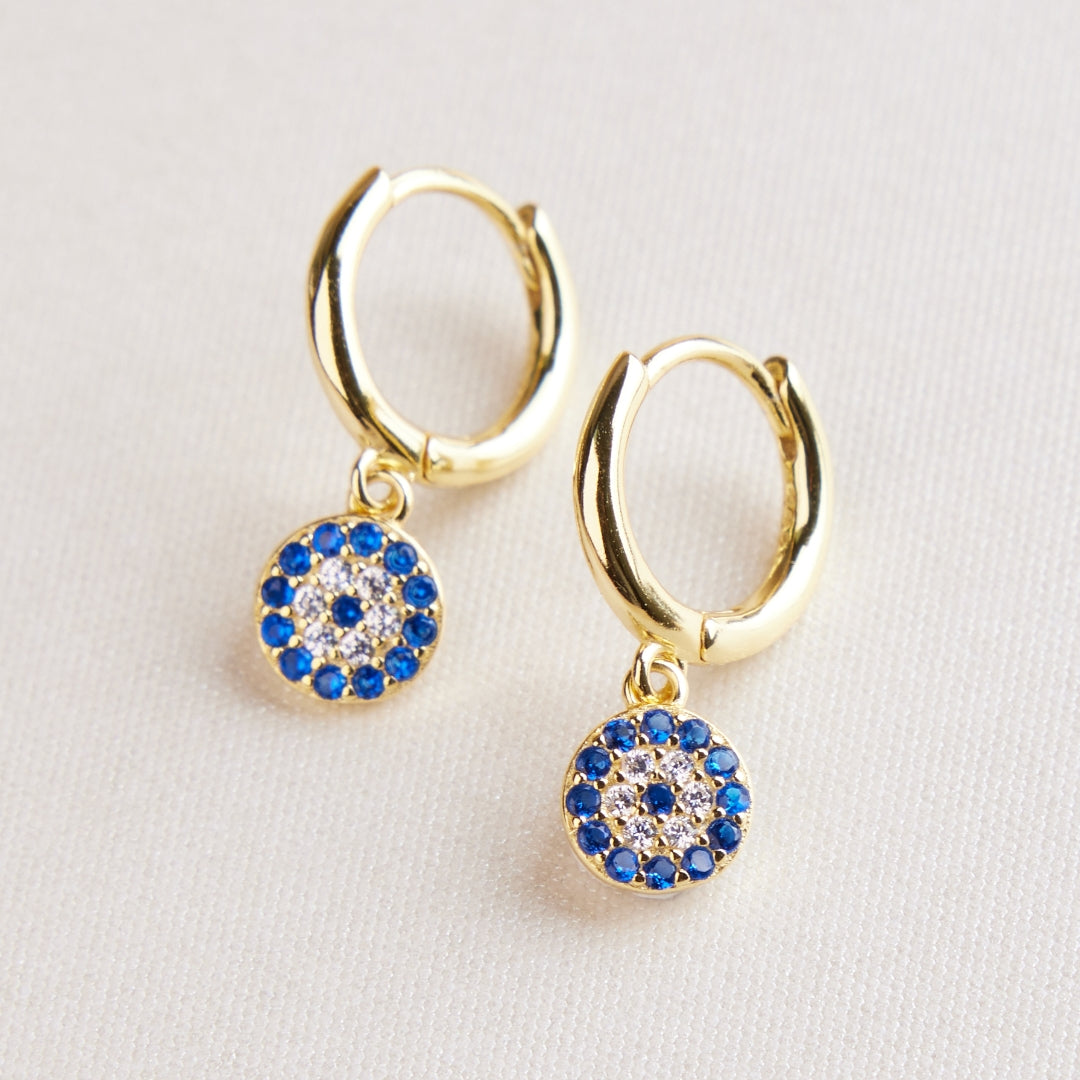 Evil Eye Earrings – Gaze, Gold Plated Silver