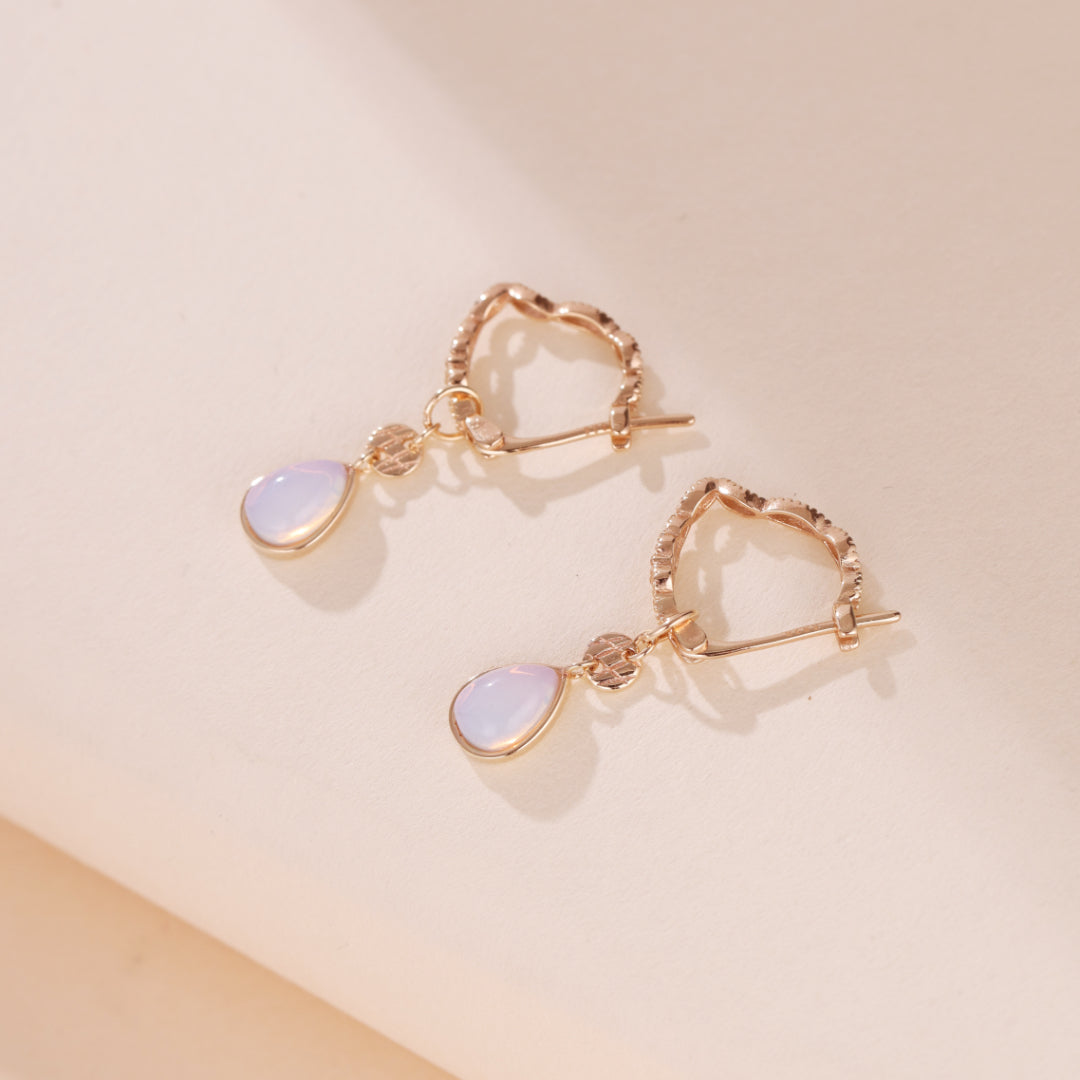 White Opal Earrings – Soothing Glow, Gold Plated Silver
