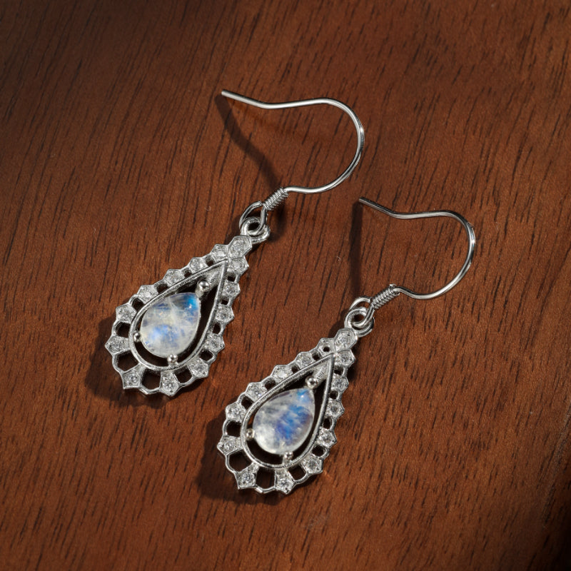 Boucles d'Oreilles Pierre de Lune – Larme Étincelante