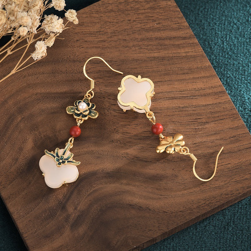 Boucles d'Oreilles Trèfle en Jade – Chance