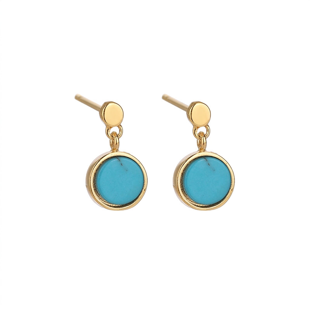 Boucles d'Oreilles Pendantes Turquoise – Aura du Lagon, Argent et Plaqué Or