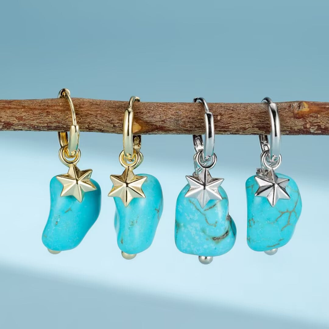 Turquoise Earrings – Tears of the Sky, Silver