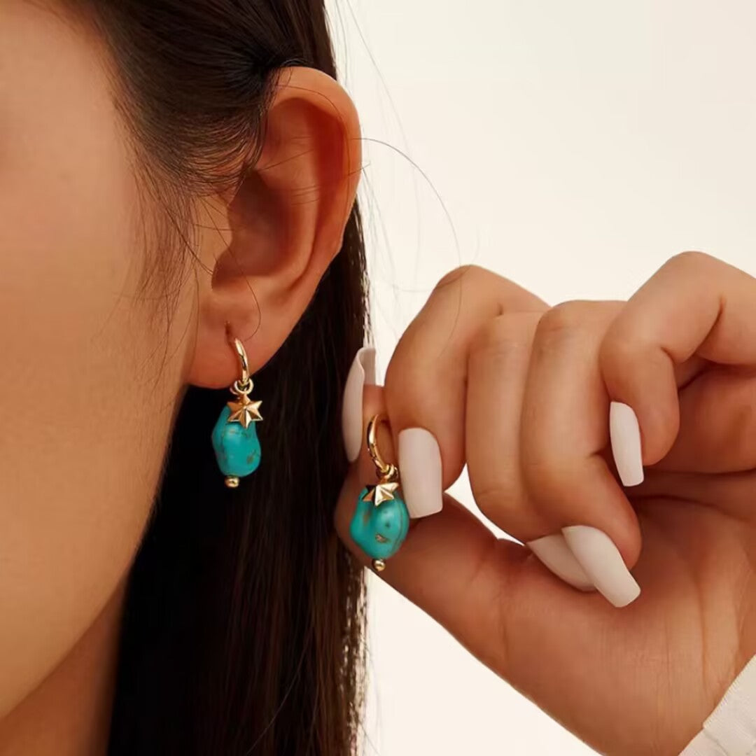 Turquoise Earrings – Tears of the Sky, Silver