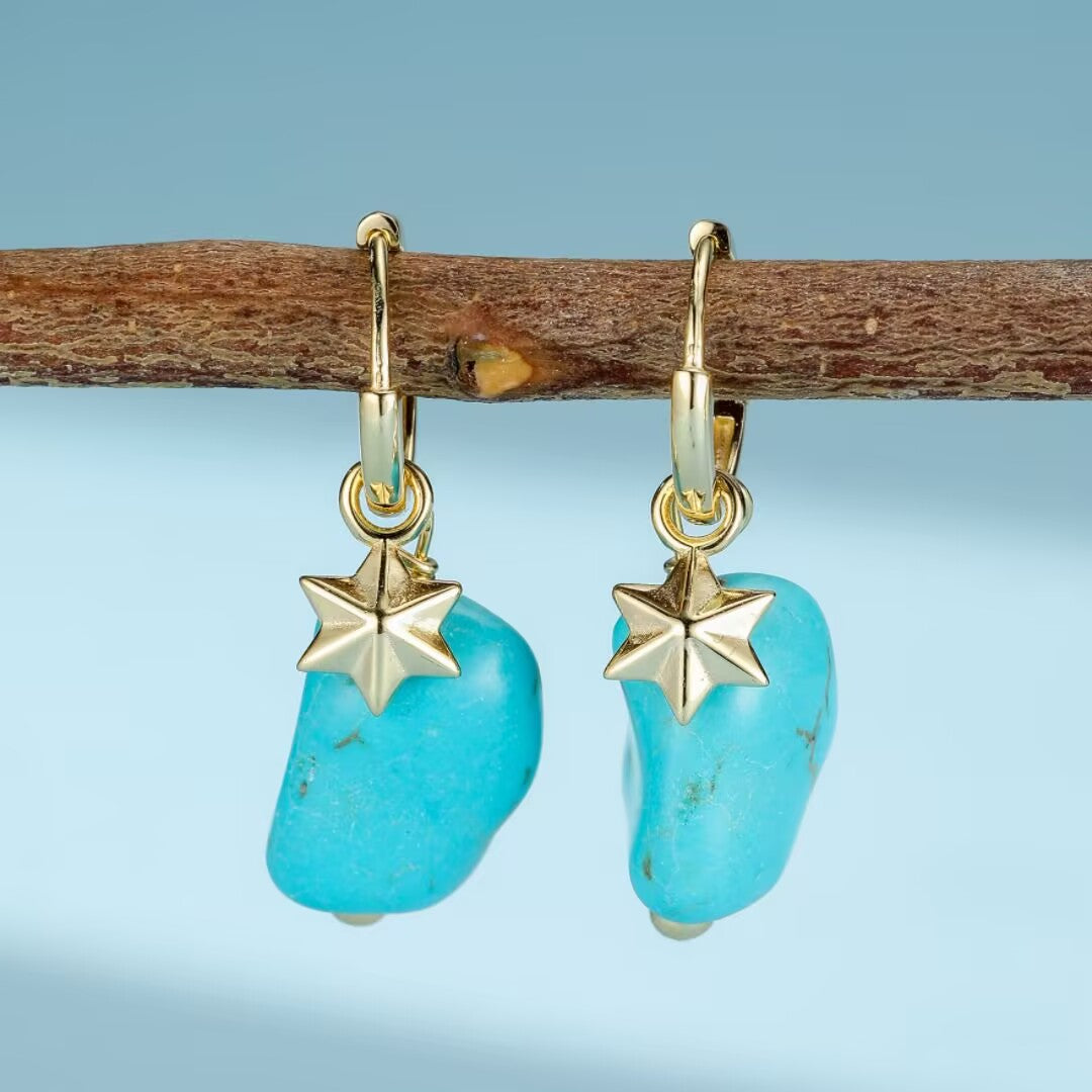 Turquoise Earrings – Tears of the Sky, Silver