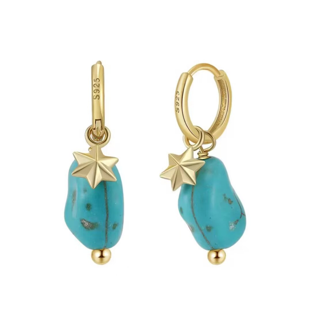 Turquoise Earrings – Sky Tears, Silver