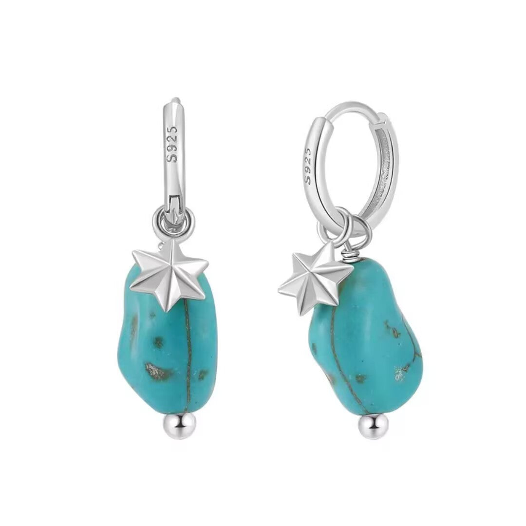 Turquoise Earrings – Tears of the Sky, Silver