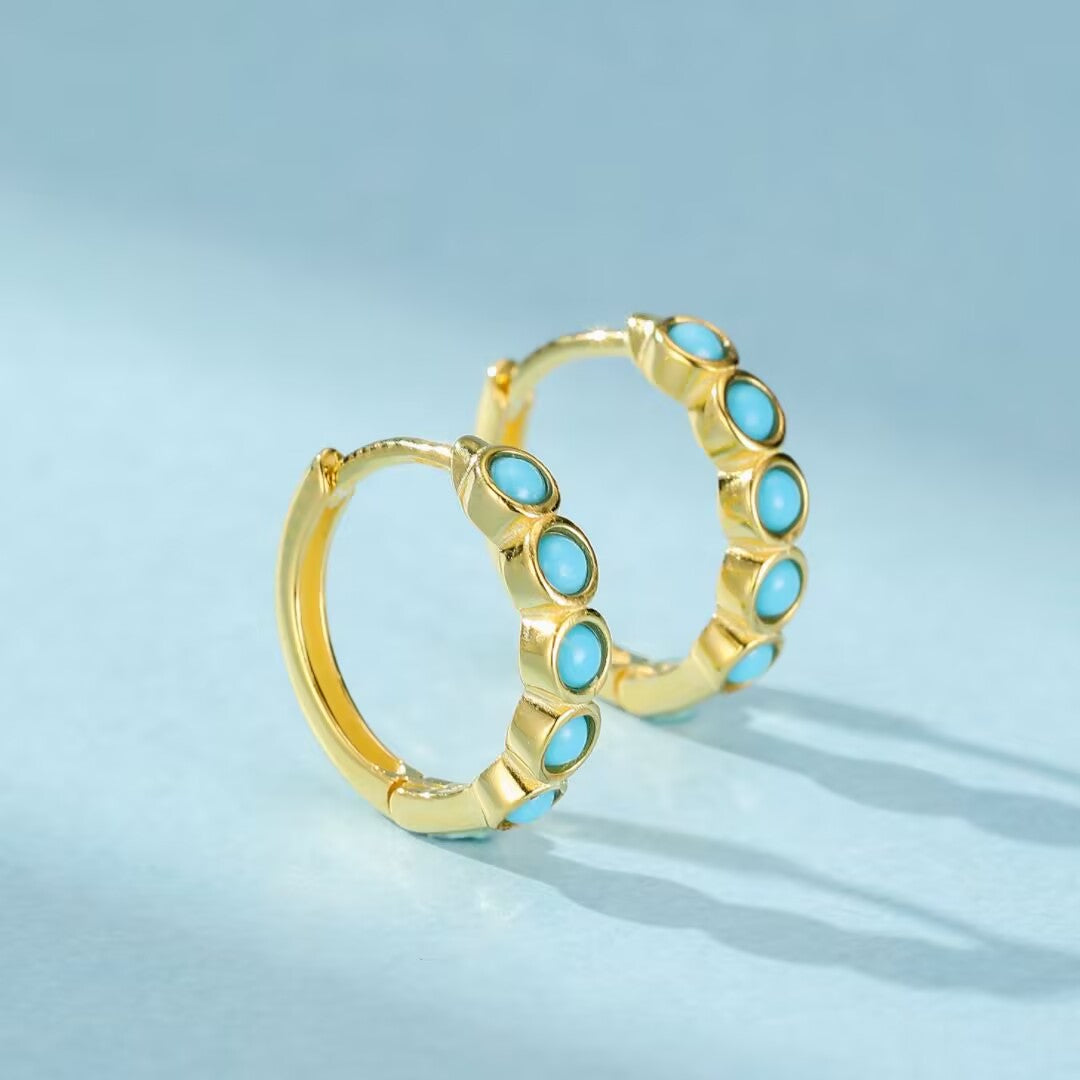 Turquoise Earrings – Blue Dream, Gold Plated Silver
