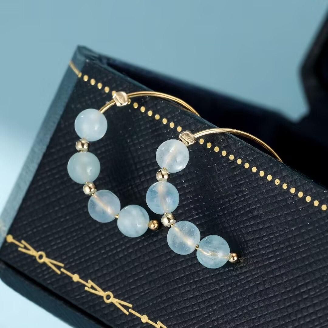 Boucles d’Oreilles Aigue Marine – Perles de Brume