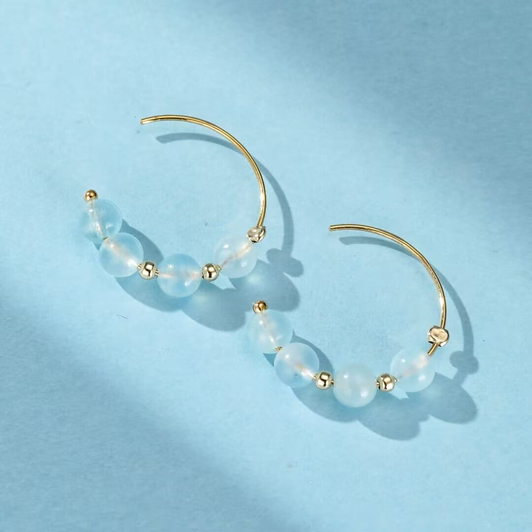 Boucles d’Oreilles Aigue Marine – Perles de Brume