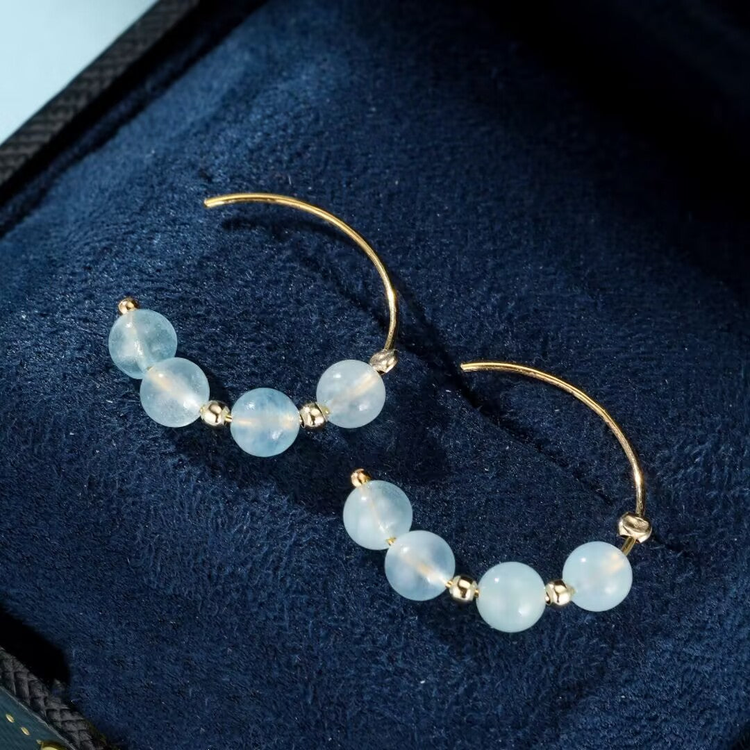 Boucles d’Oreilles Aigue Marine – Perles de Brume