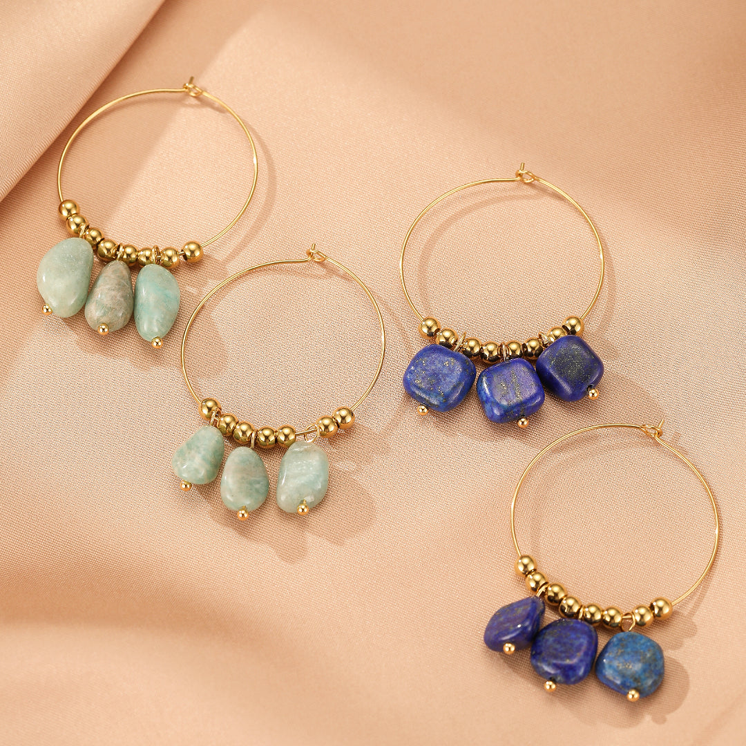 Boucles d’Oreilles Amazonite/Lapis Lazuli – Éclat Minéral