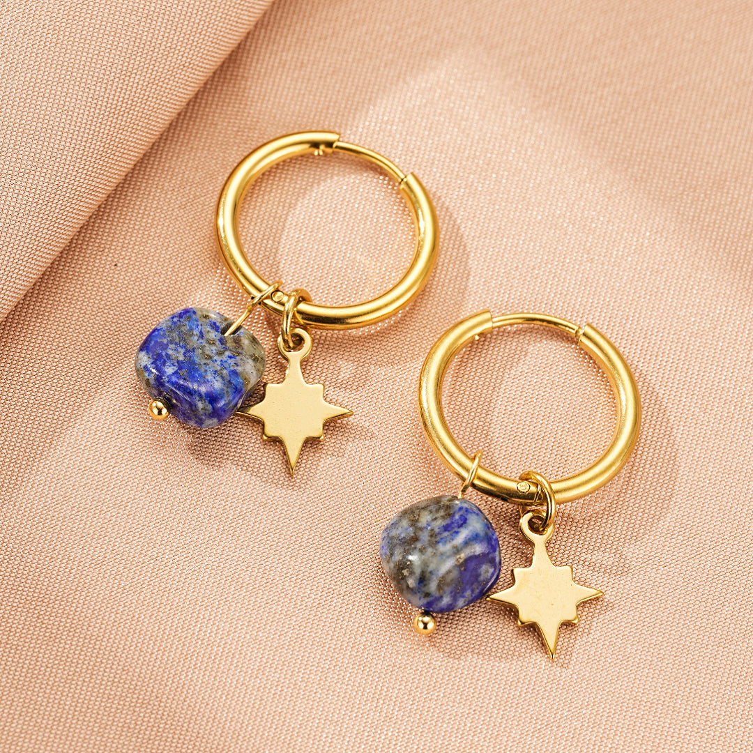 Boucles d’Oreilles Amazonite/Lapis Lazuli – Étoile Céleste