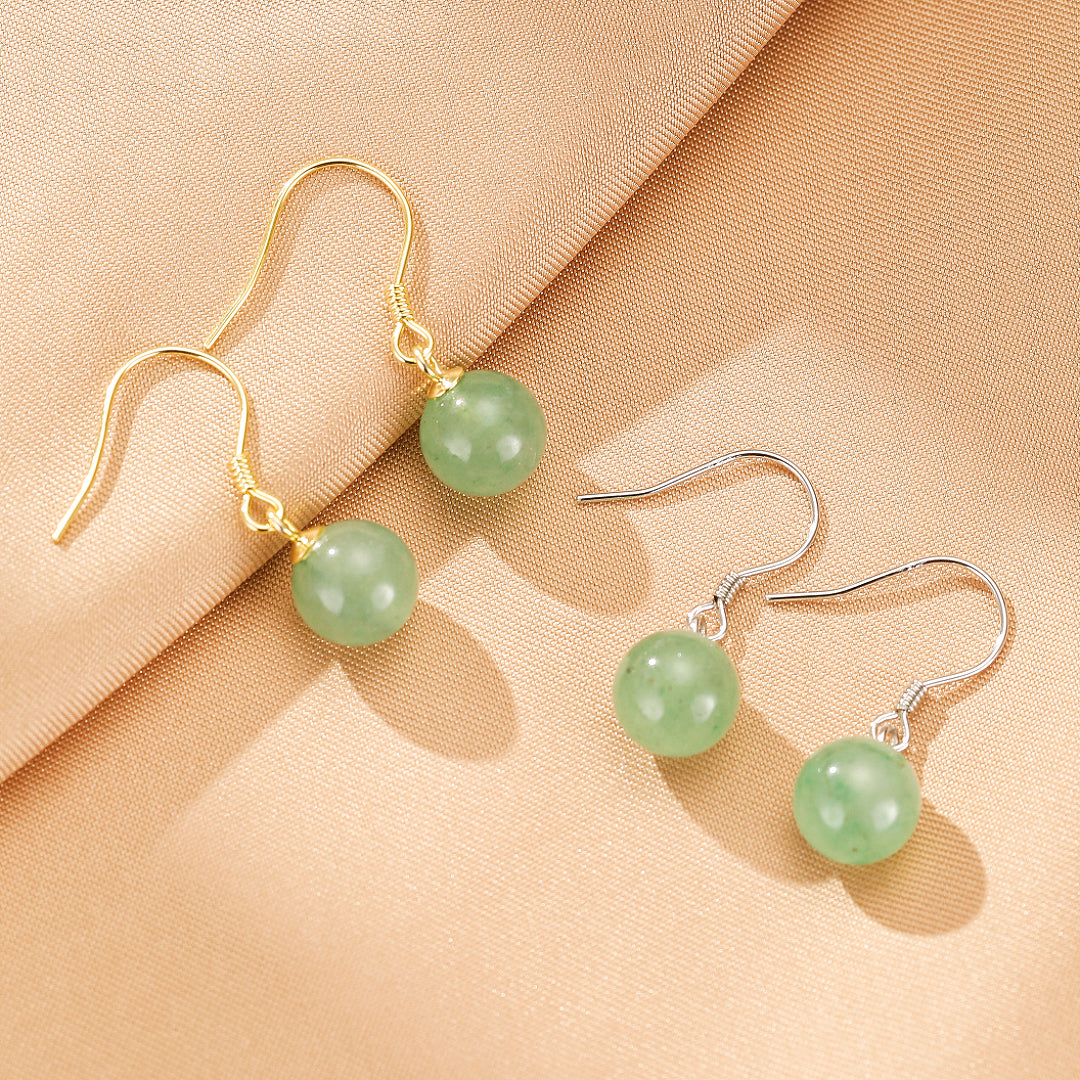 Boucles d’oreilles Aventurine – Éclat Doux, Argent