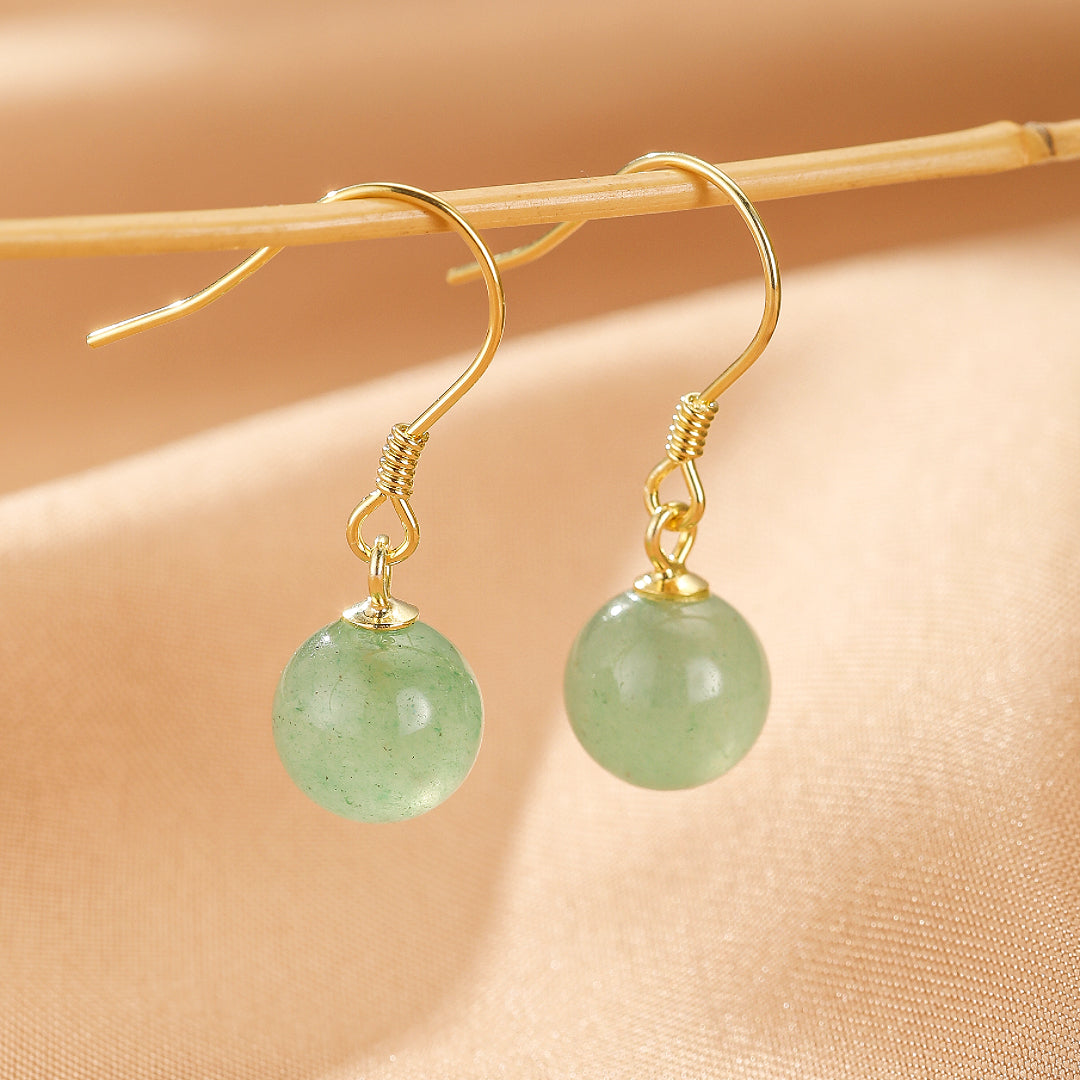 Boucles d’oreilles Aventurine – Éclat Doux, Argent