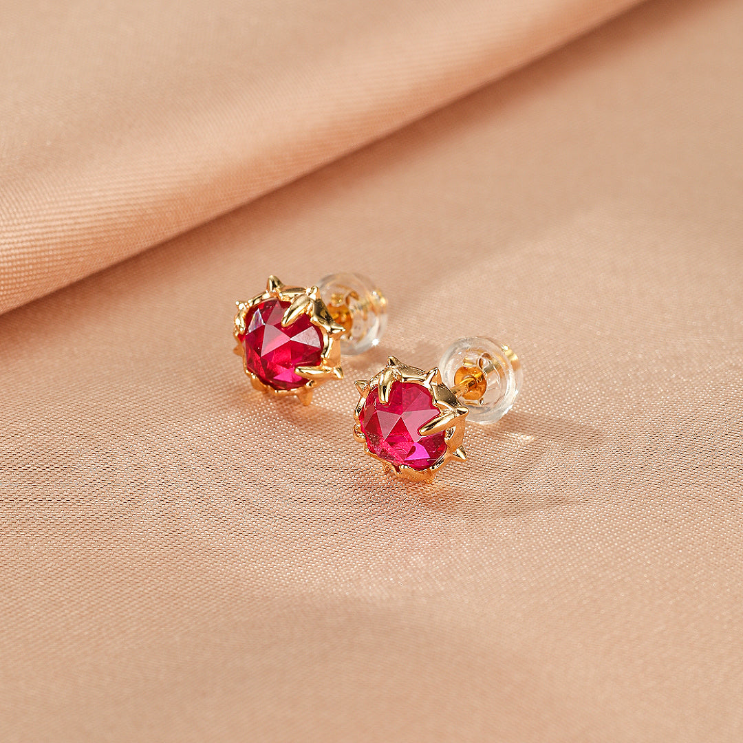 Boucles d’Oreilles Cornaline – Épine de Feu, Argent Plaqué Or