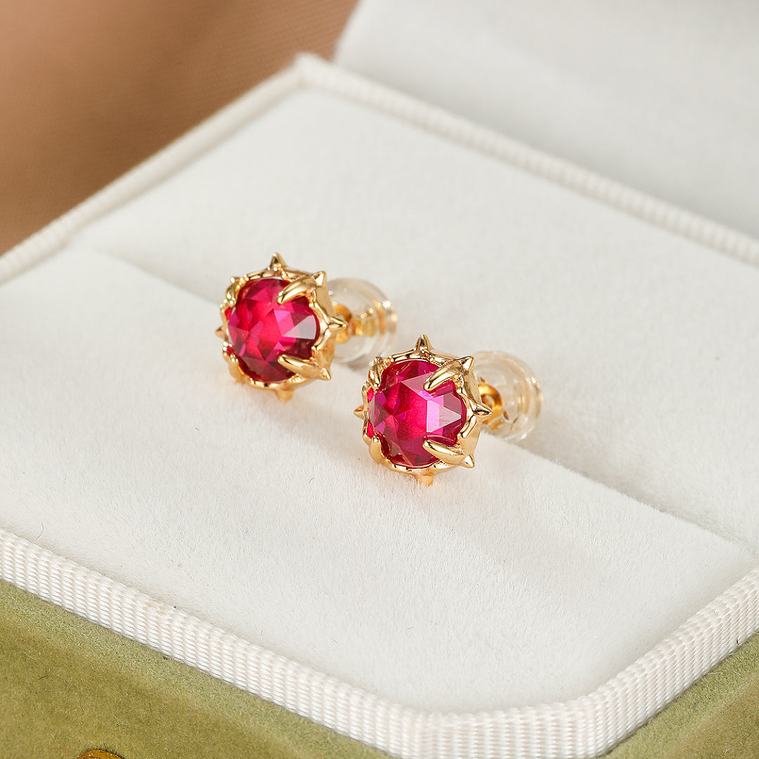 Boucles d’Oreilles Cornaline – Épine de Feu, Argent Plaqué Or