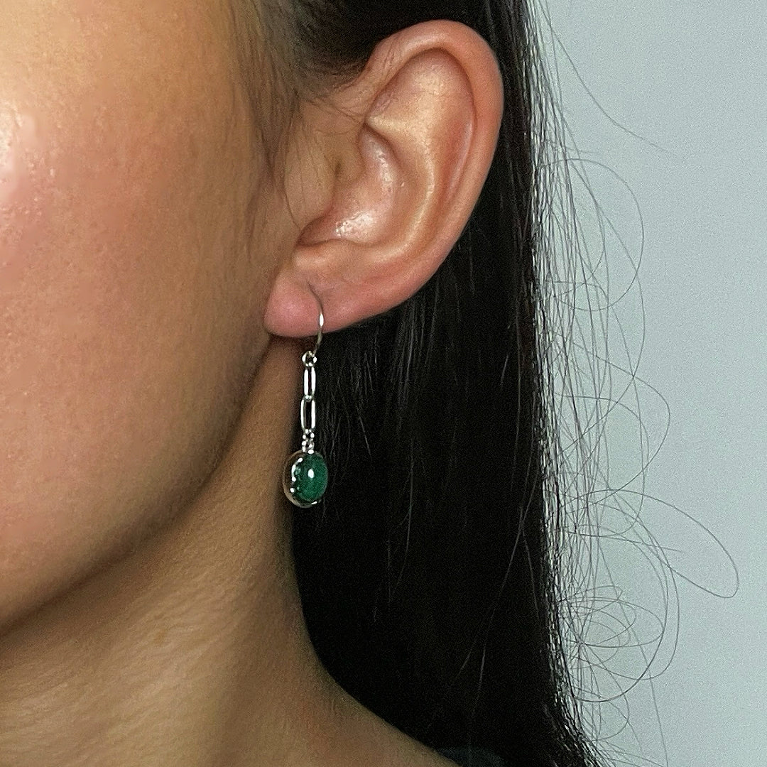 Boucles d’oreilles Malachite/Lapis Lazuli – Harmonie des Pierres, Argent