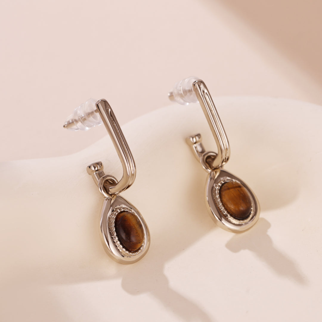 Boucles d'Oreilles Oeil de Tigre – Charme Exotique