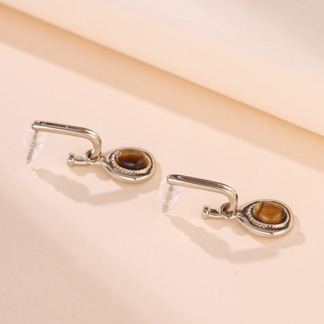 Boucles d'Oreilles Oeil de Tigre – Charme Exotique