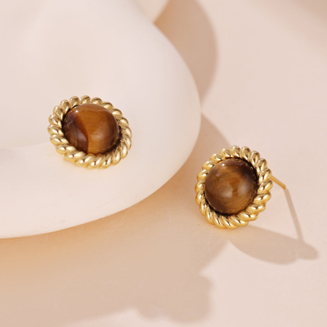 Boucles d'Oreilles Oeil de Tigre – Éclat Captivant