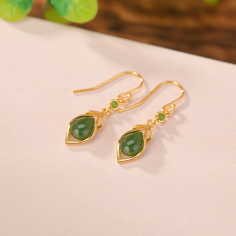 Boucles d’Oreilles Pendantes Jade – Éveil Sacré, Argent