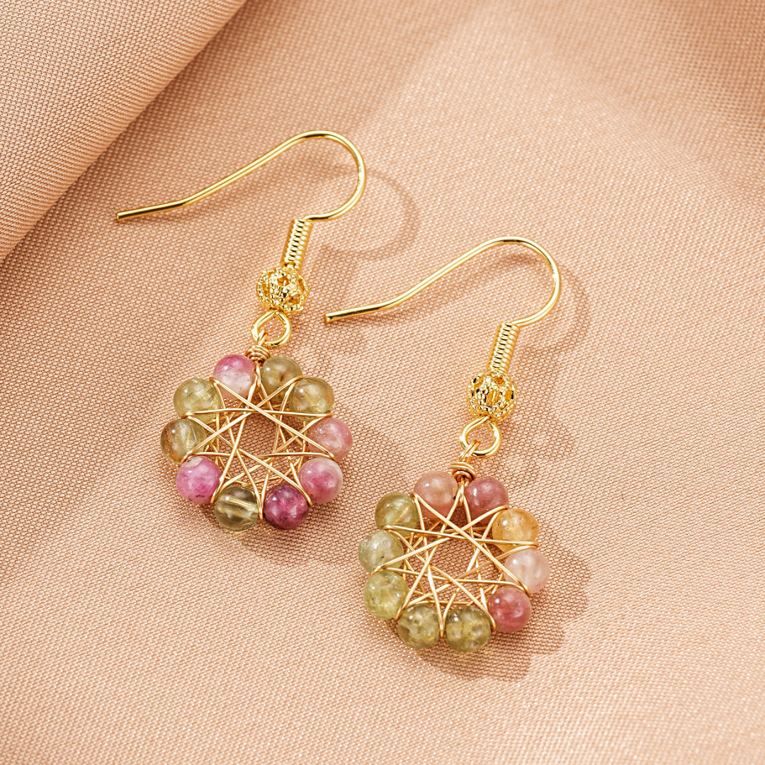 Boucles d’Oreilles Pendantes Tourmaline – Éclat Sacré