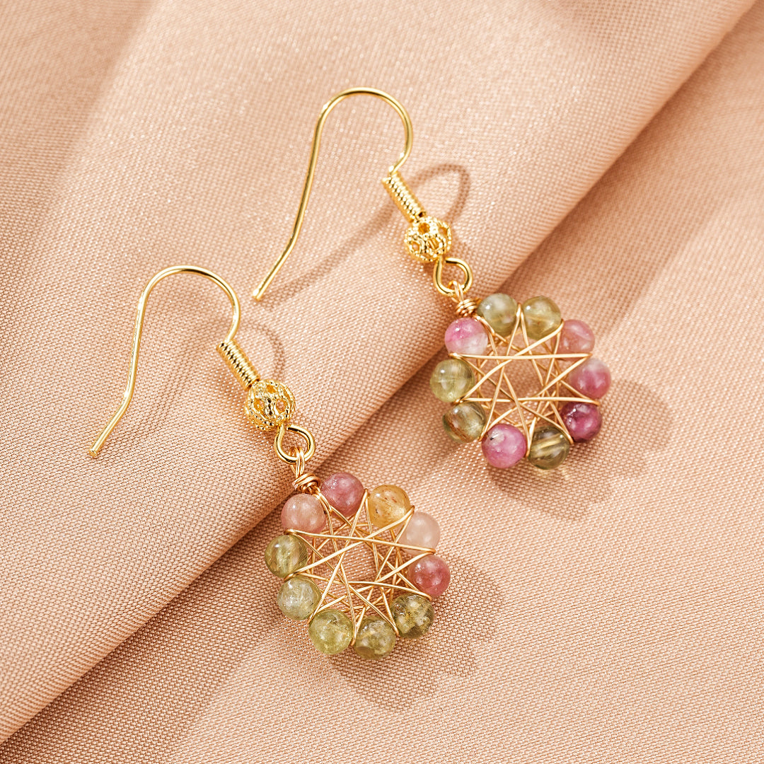 Boucles d’Oreilles Pendantes Tourmaline – Éclat Sacré