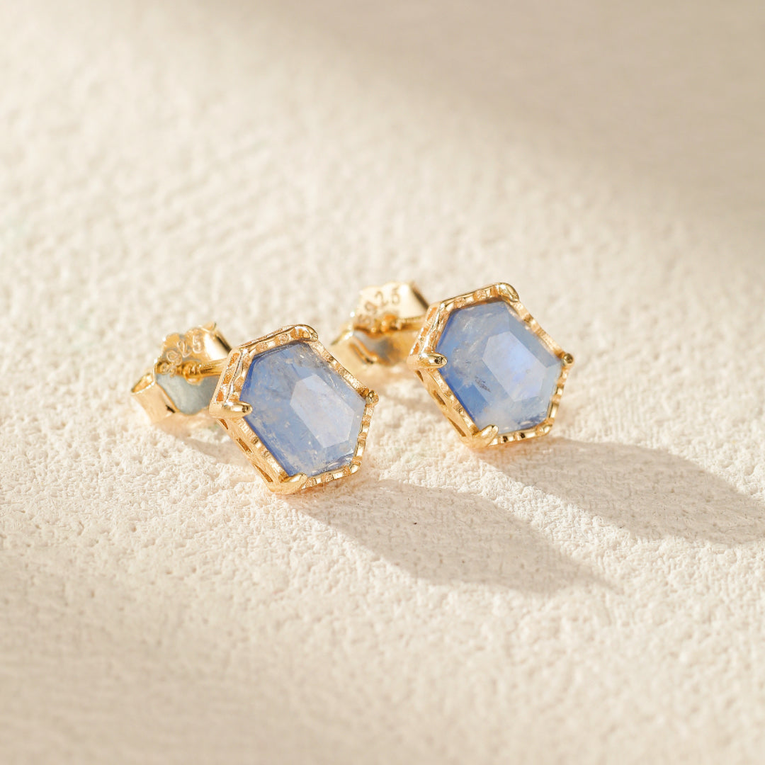 Boucles dOreilles Pierre de Lune  Luna Argent Plaqu Or