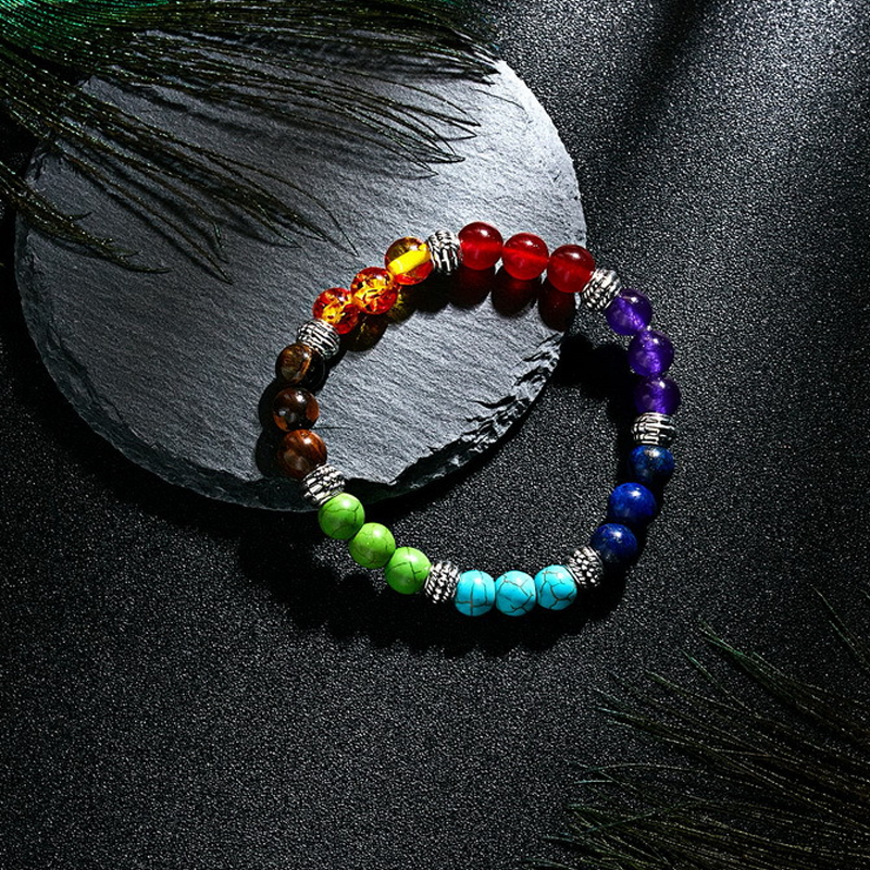 Bracelet 7 Chakras en Pierres Naturelles – Sphères de Lumière