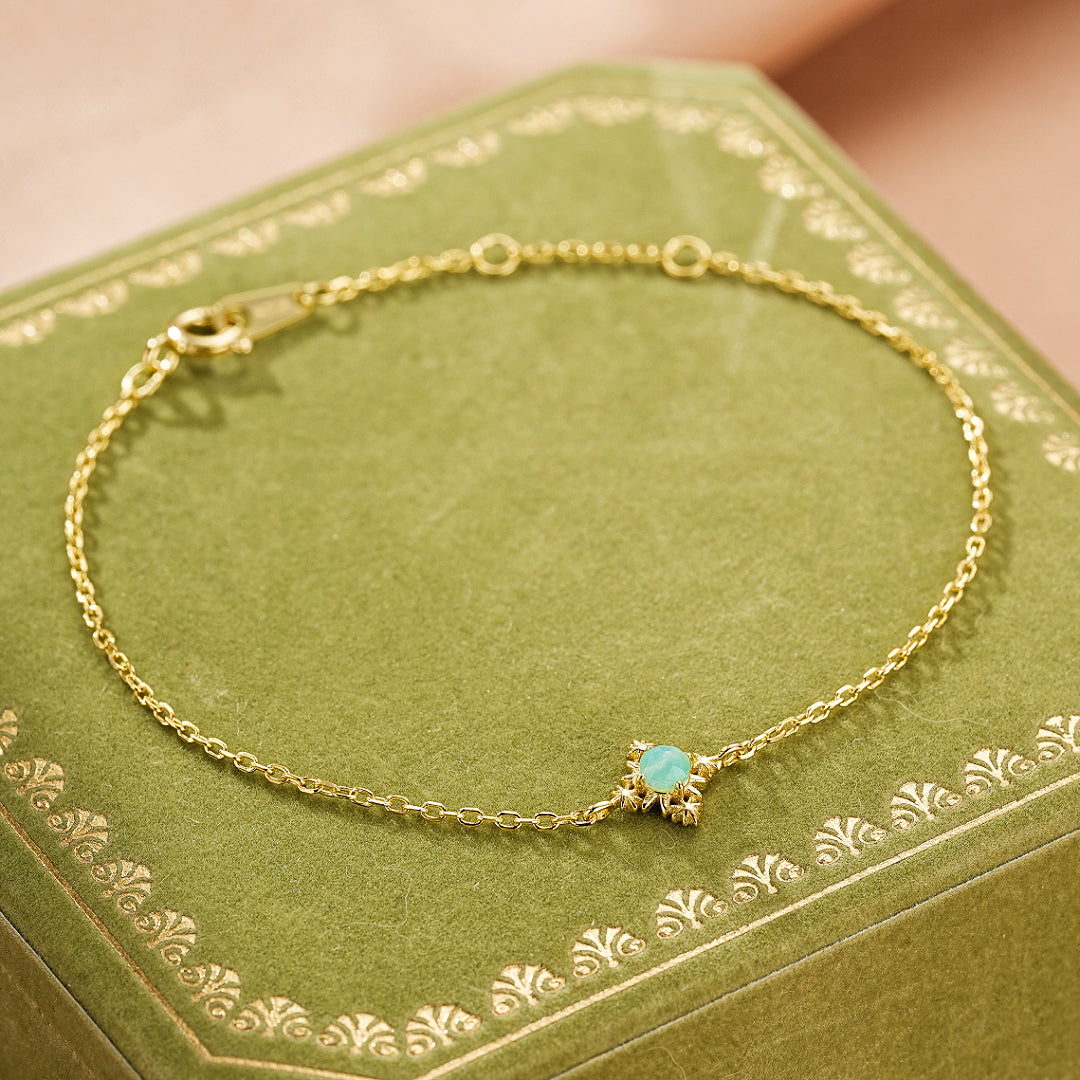 Bijoux Bracelet Amazonite, Croix Étoilée, Argent Plaqué Or