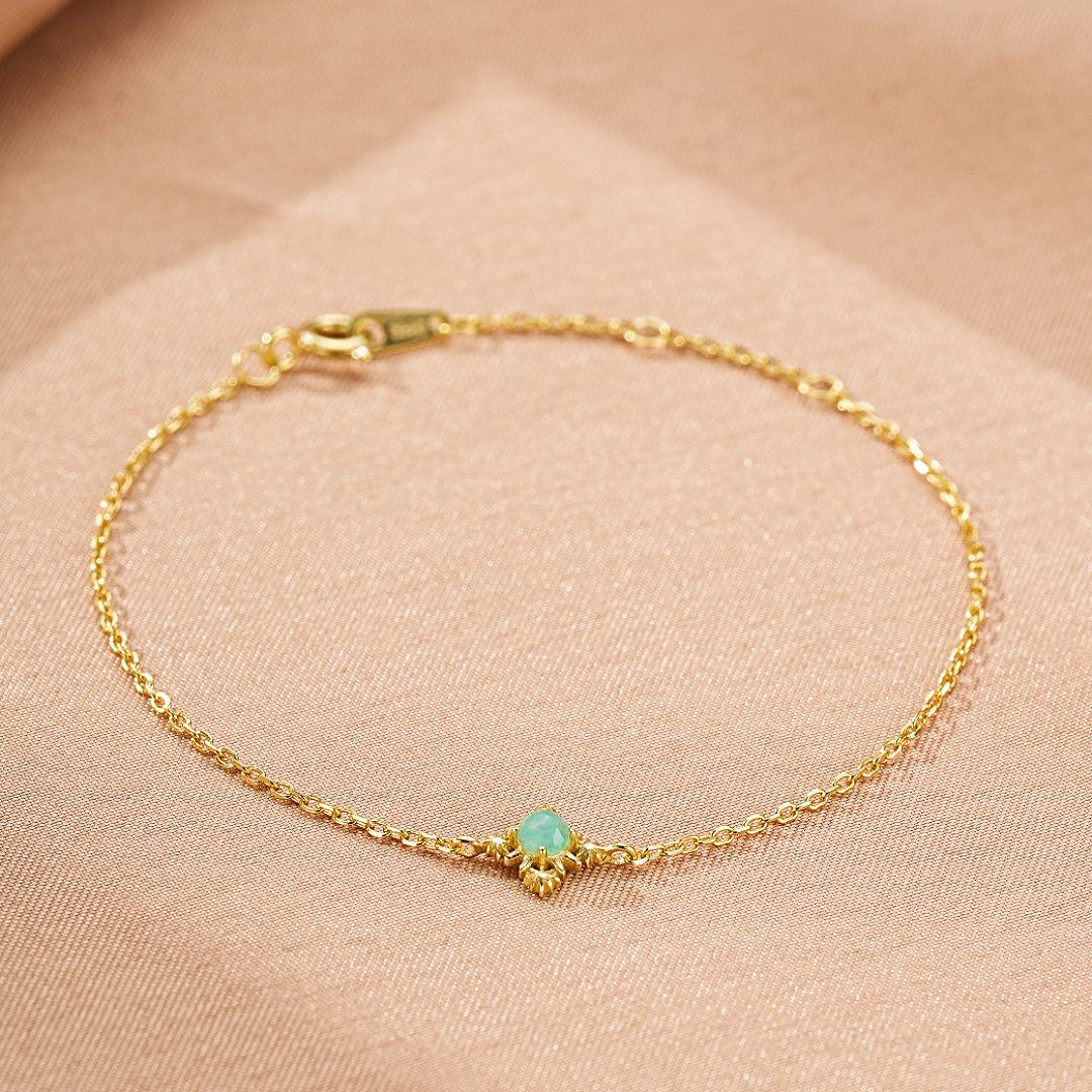 Bijoux Bracelet Amazonite, Croix Étoilée, Argent Plaqué Or