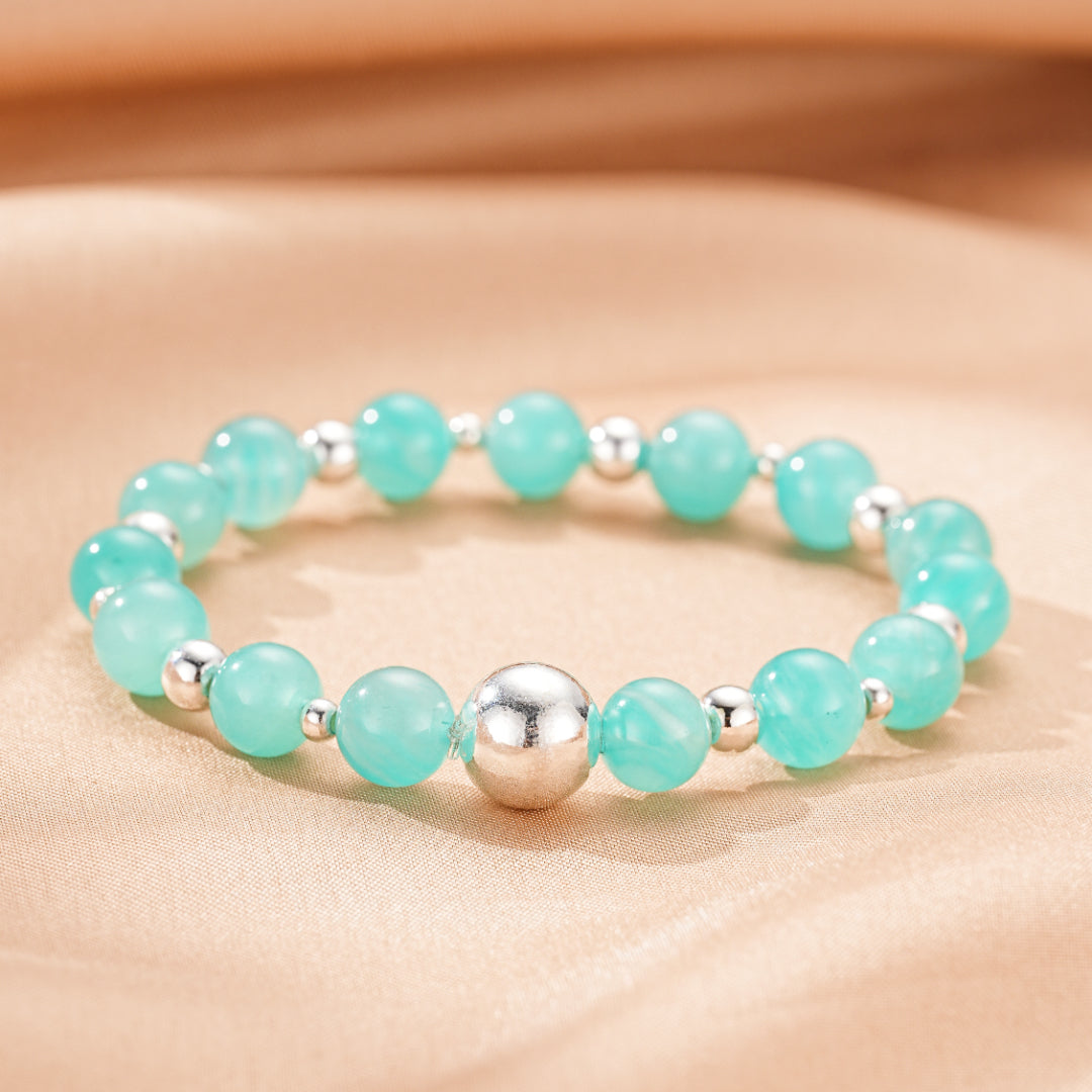 Bracelet Amazonite – Énergie Pure, Argent