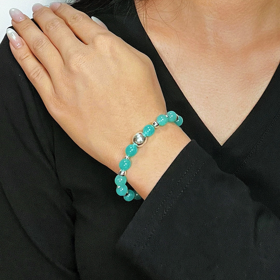 Bracelet Amazonite – Énergie Pure, Argent
