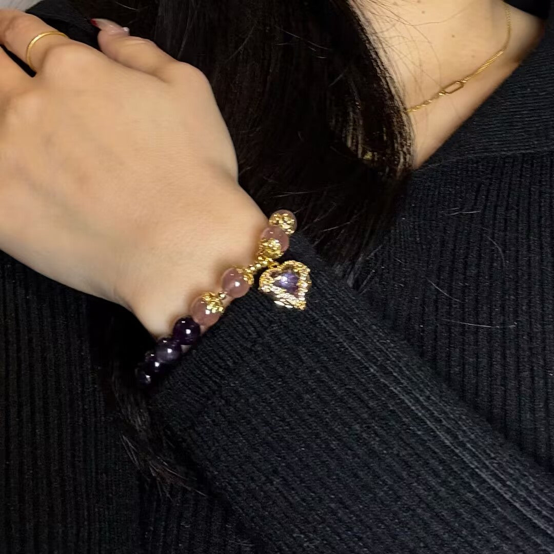 Amethyst and Strawberry Quartz Bracelet – Hope