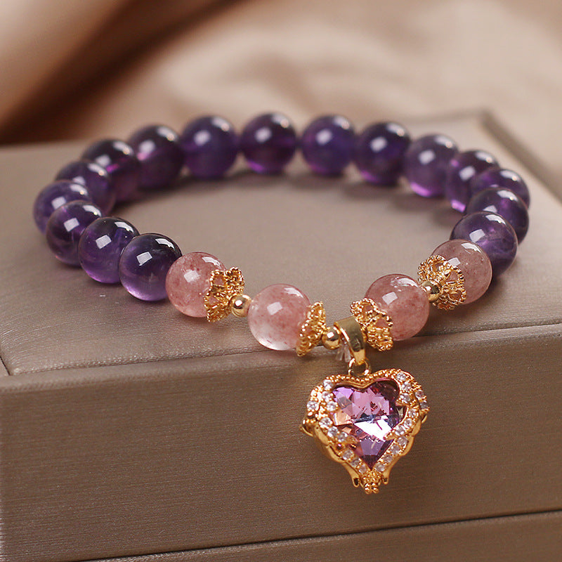 Bracelet Améthyste et Quartz Fraise – Espoir