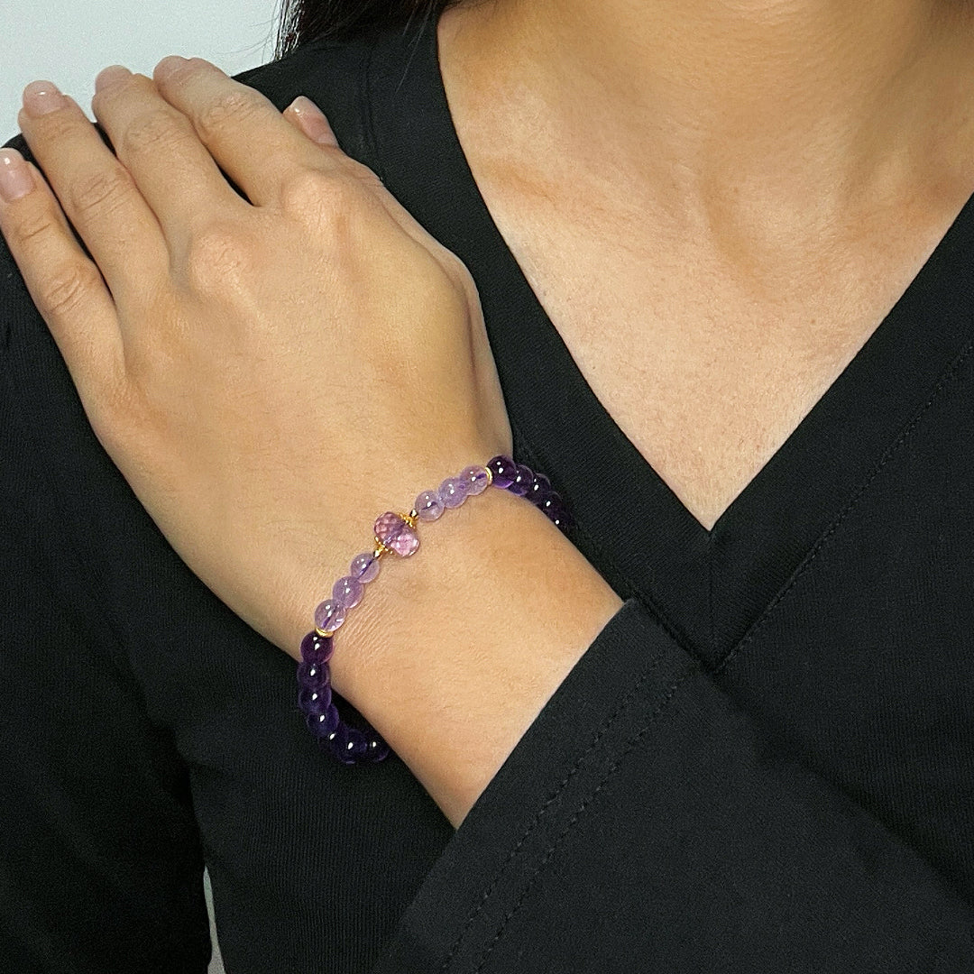 Bracelet Améthyste – Harmonie Éclatante, Argent Plaqué Or