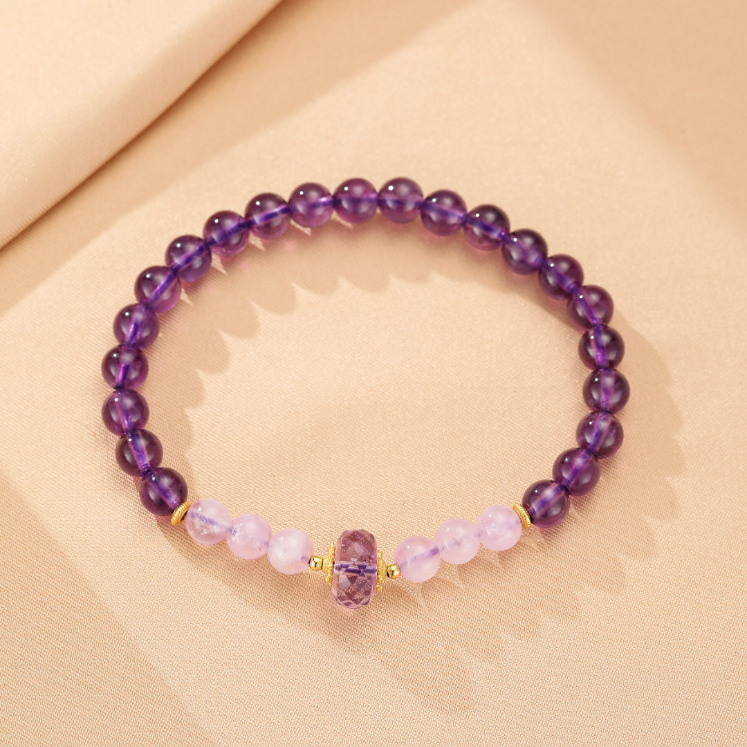Bracelet Améthyste – Harmonie Éclatante, Argent Plaqué Or