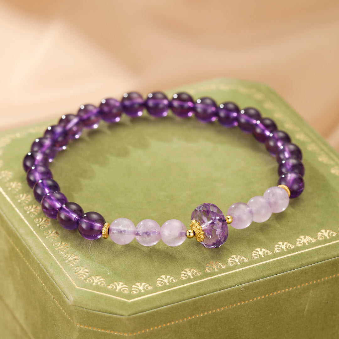 Bracelet Améthyste – Harmonie Éclatante, Argent Plaqué Or